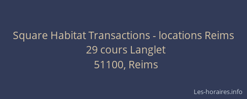 Square Habitat Transactions - locations Reims