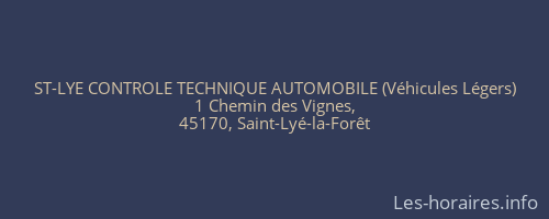 ST-LYE CONTROLE TECHNIQUE AUTOMOBILE (Véhicules Légers)