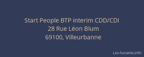 Start People BTP interim CDD/CDI