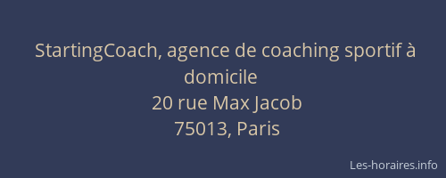 StartingCoach, agence de coaching sportif à domicile