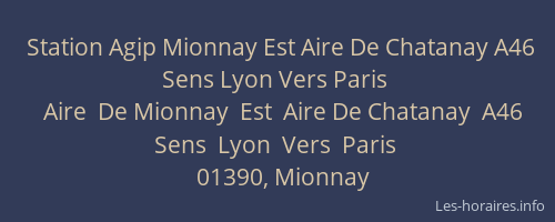 Station Agip Mionnay Est Aire De Chatanay A46 Sens Lyon Vers Paris