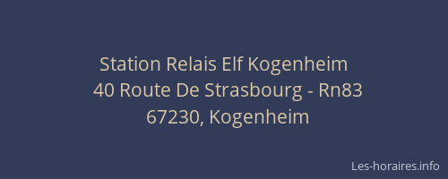 Station Relais Elf Kogenheim