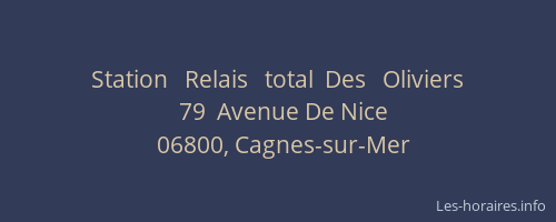 Station   Relais   total  Des   Oliviers