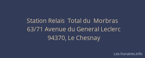 Station Relais  Total du  Morbras