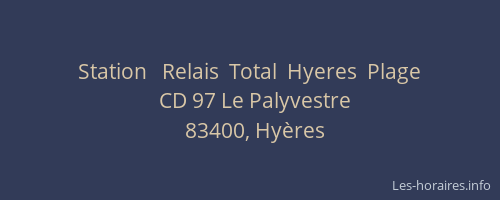 Station   Relais  Total  Hyeres  Plage