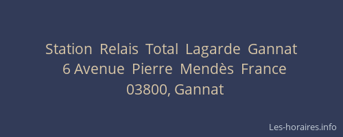 Station  Relais  Total  Lagarde  Gannat