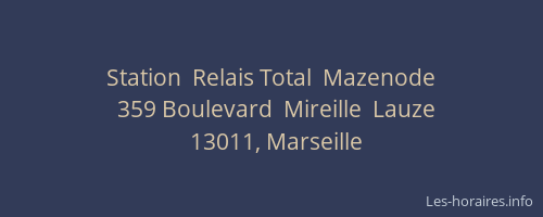Station  Relais Total  Mazenode