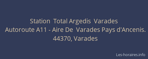 Station  Total Argedis  Varades
