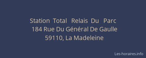Station  Total   Relais  Du   Parc