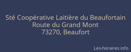 Sté Coopérative Laitière du Beaufortain