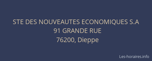 STE DES NOUVEAUTES ECONOMIQUES S.A