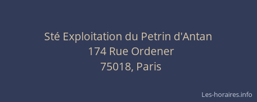 Sté Exploitation du Petrin d'Antan