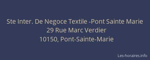 Ste Inter. De Negoce Textile -Pont Sainte Marie