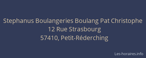 Stephanus Boulangeries Boulang Pat Christophe