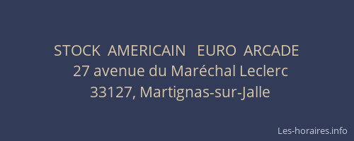 STOCK  AMERICAIN   EURO  ARCADE