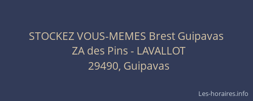 STOCKEZ VOUS-MEMES Brest Guipavas