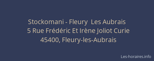 Stockomani - Fleury  Les Aubrais