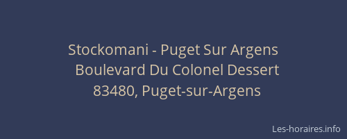 Stockomani - Puget Sur Argens