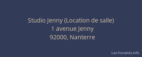 Studio Jenny (Location de salle)