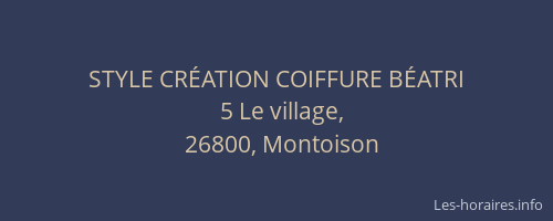 STYLE CR&Eacute;ATION COIFFURE B&Eacute;ATRI