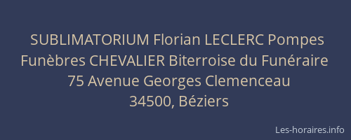 SUBLIMATORIUM Florian LECLERC Pompes Funèbres CHEVALIER Biterroise du Funéraire