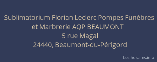 Sublimatorium Florian Leclerc Pompes Funèbres et Marbrerie AQP BEAUMONT