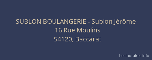 SUBLON BOULANGERIE - Sublon J&eacute;r&ocirc;me
