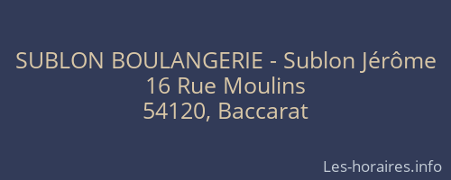 SUBLON BOULANGERIE - Sublon Jérôme