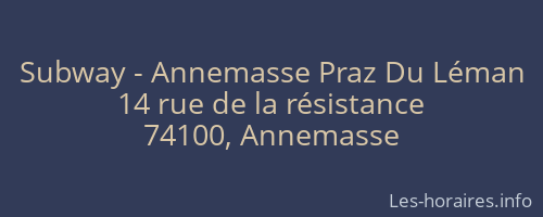 Subway - Annemasse Praz Du Léman