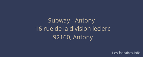 Subway - Antony