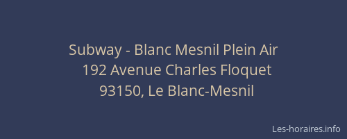 Subway - Blanc Mesnil Plein Air