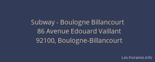Subway - Boulogne Billancourt