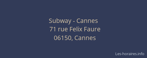 Subway - Cannes