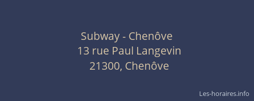 Subway - Chenôve