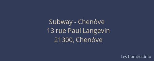 Subway - Chen&ocirc;ve