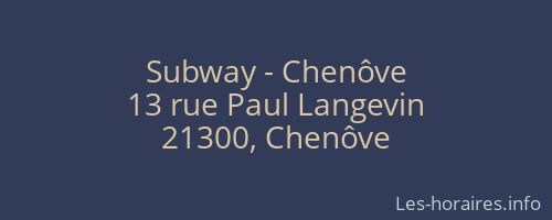 Subway - Chenôve