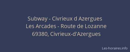 Subway - Civrieux d Azergues