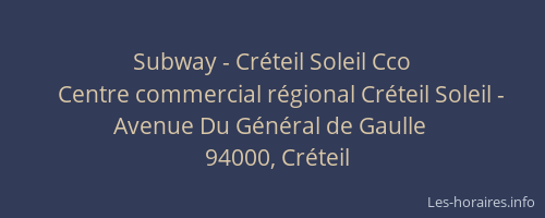 Subway - Créteil Soleil Cco