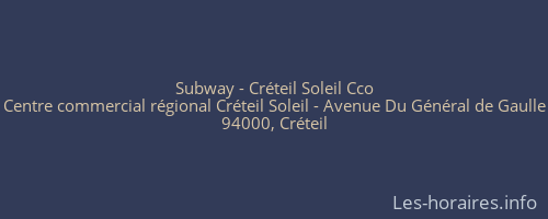 Subway - Créteil Soleil Cco