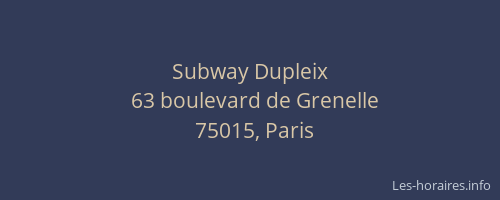 Subway Dupleix