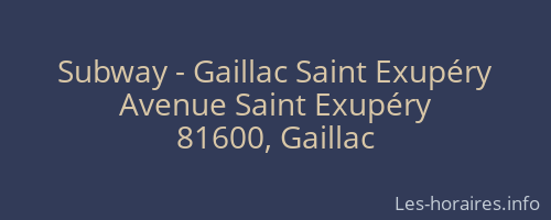 Subway - Gaillac Saint Exupéry