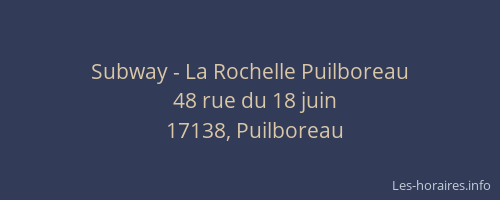 Subway - La Rochelle Puilboreau