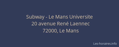 Subway - Le Mans Universite