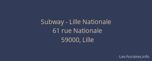 Subway - Lille Nationale