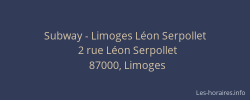 Subway - Limoges Léon Serpollet