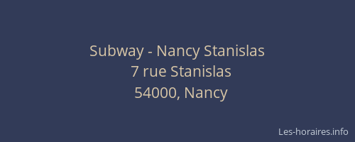 Subway - Nancy Stanislas