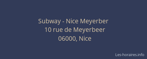 Subway - Nice Meyerber