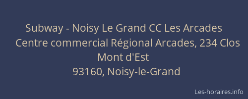 Subway - Noisy Le Grand CC Les Arcades