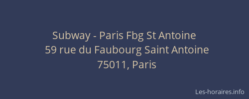 Subway - Paris Fbg St Antoine