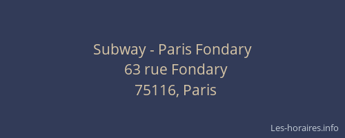 Subway - Paris Fondary